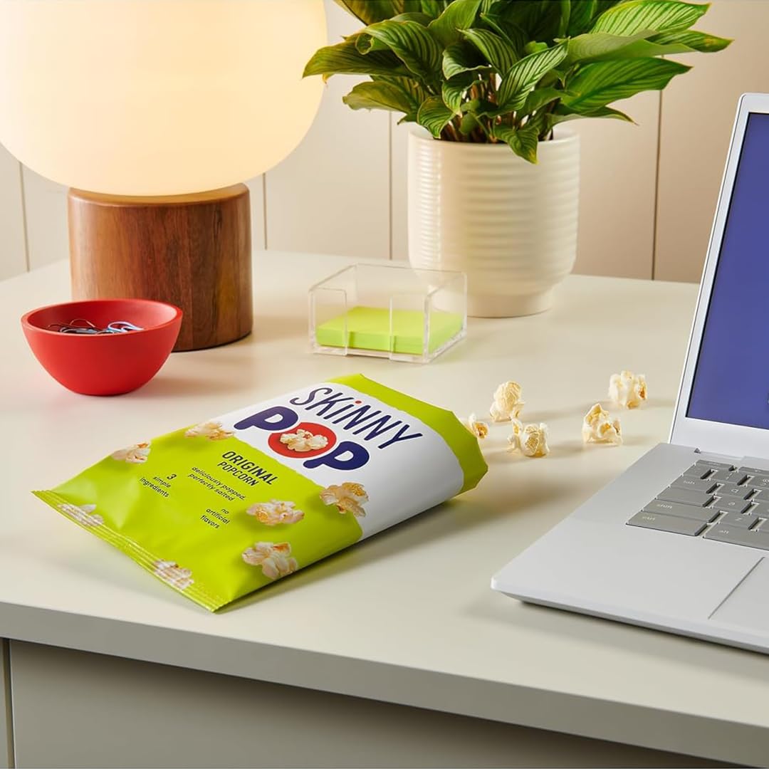 SkinnyPop Popcorn, Original, Whole Grain, Dairy-Free Snack, 0.65oz Bags (6ct)