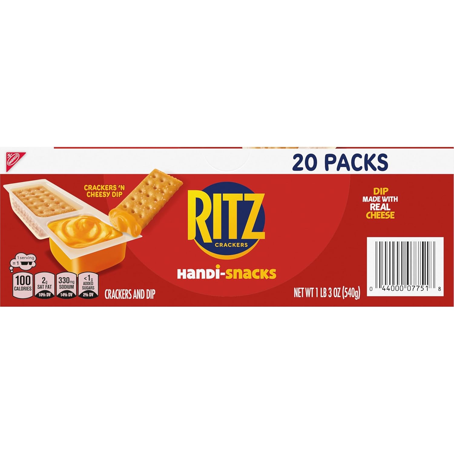 Handi-Snacks RITZ Crackers 'N Cheesy Dip Snack Packs, 20 Snack Packs