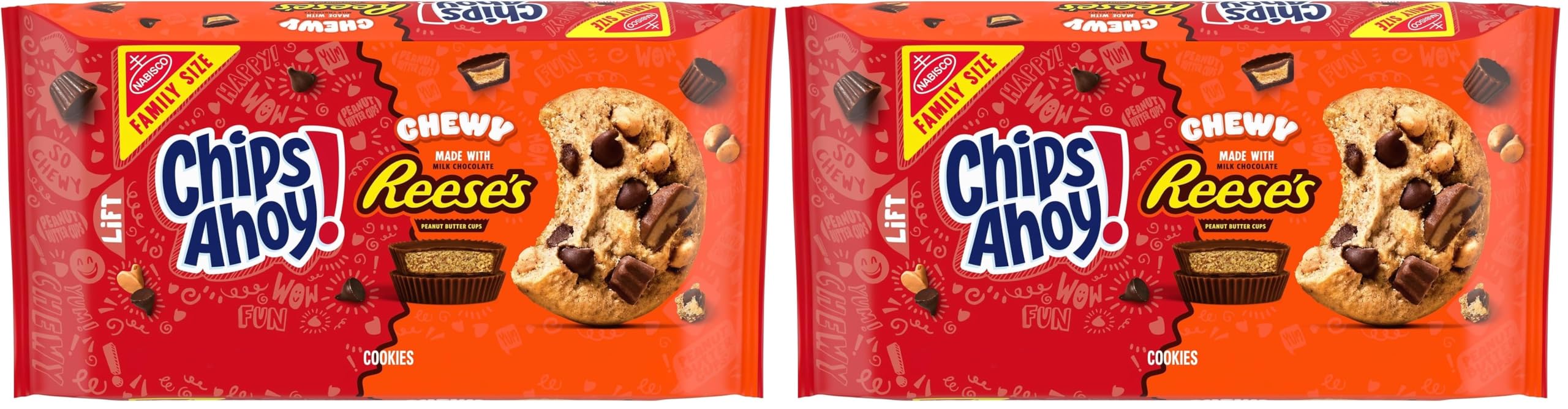 CHIPS AHOY! Galletas masticables con chispas de chocolate con Reese's Peanut Butter Cups, tamaño familiar, 14.25 oz