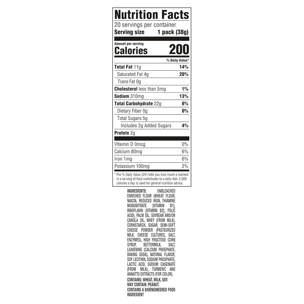 RITZ Cheese Sandwich Crackers, Lunch Snacks, 20 Snack Packs (6 Crackers Per Pack)