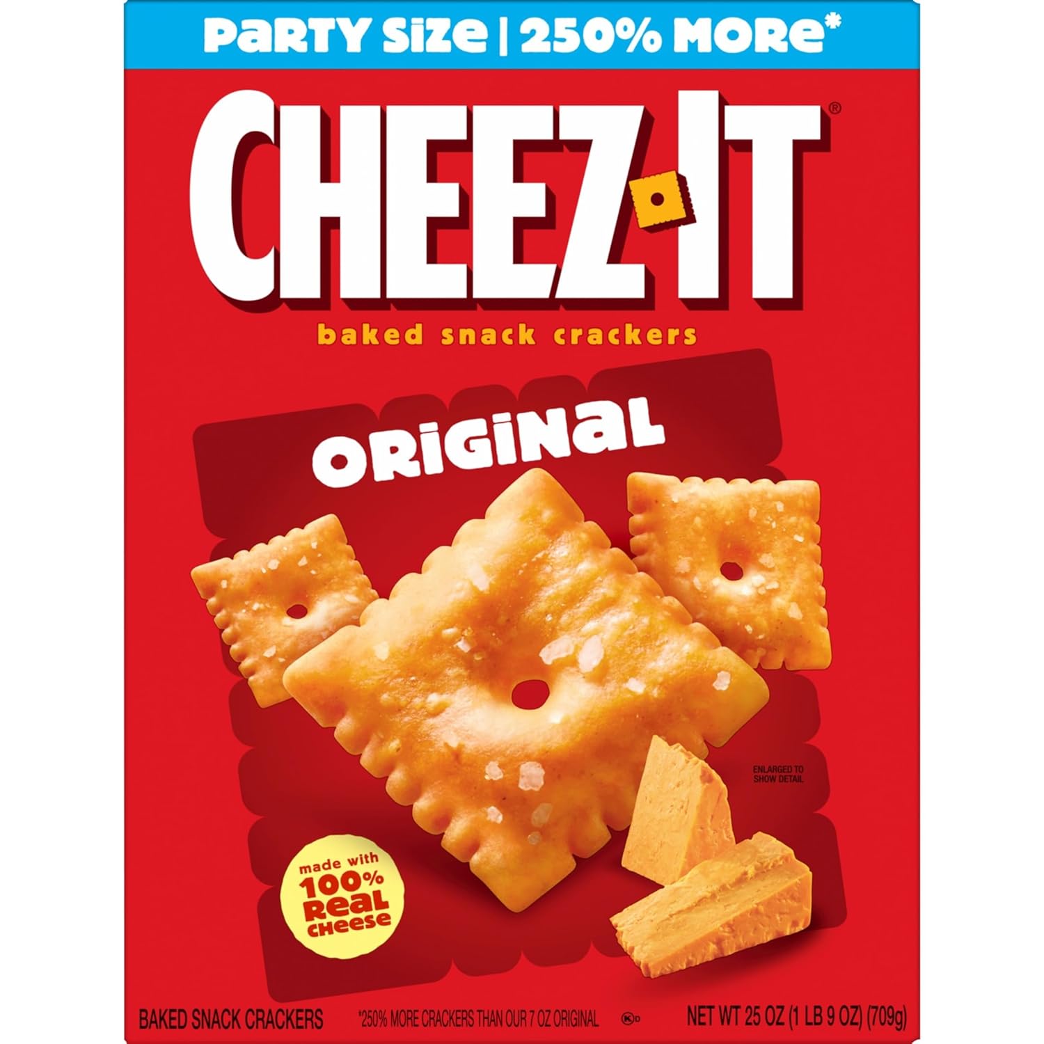 Cheez-It Cheese Crackers, Baked Snack Crackers, Lunch Snacks, Party Size, Original, 25oz Box (1 Box)