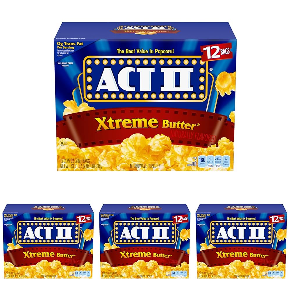 Act II Xtreme Butter Microwave Popcorn, 2.75 oz., 12-Count Bags