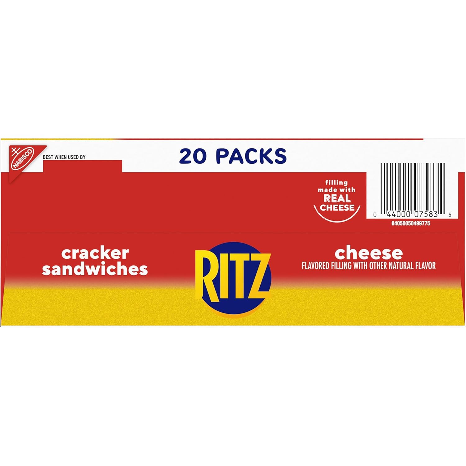 RITZ Cheese Sandwich Crackers, Lunch Snacks, 20 Snack Packs (6 Crackers Per Pack)