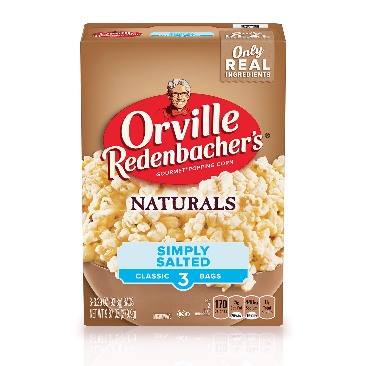 Orville Redenbacher’s Microwave Popcorn, Naturals Simply Salted Flavor, 3g Fiber Per Serving, 3.29 oz., 6-Count (6 Boxes)