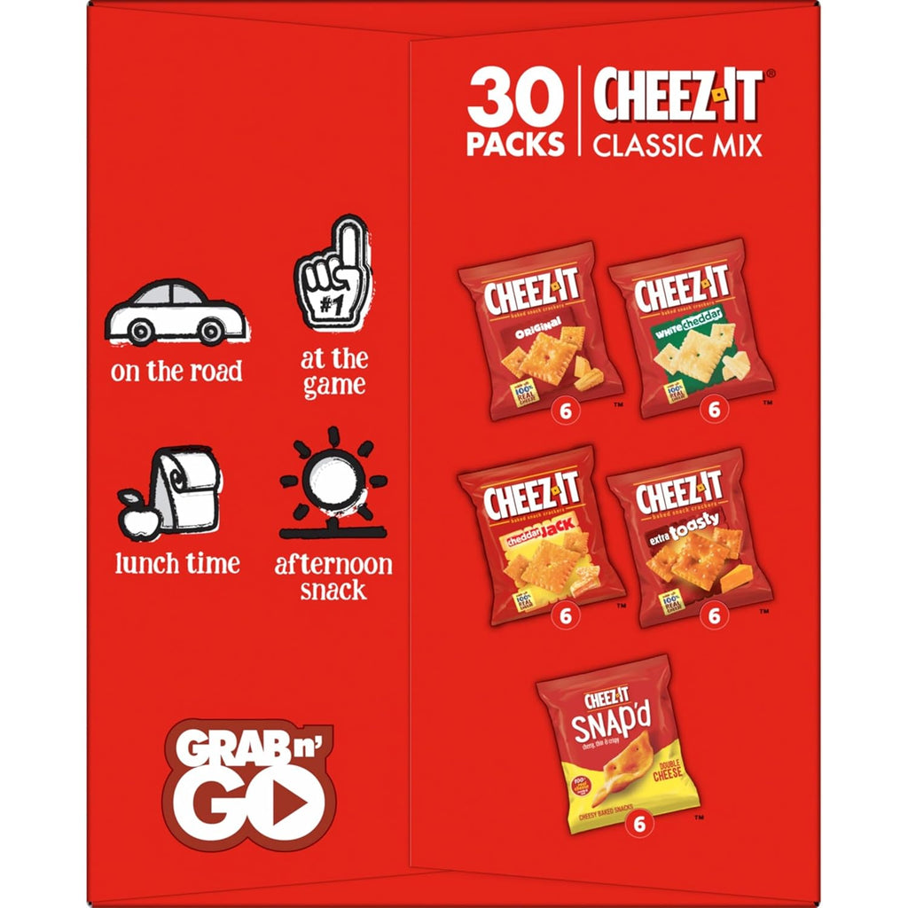 Cheez-It Cheese Crackers, Baked Snack Crackers, Office and Kids Snacks, Variety Pack, 28.74oz Box (30 Packs)