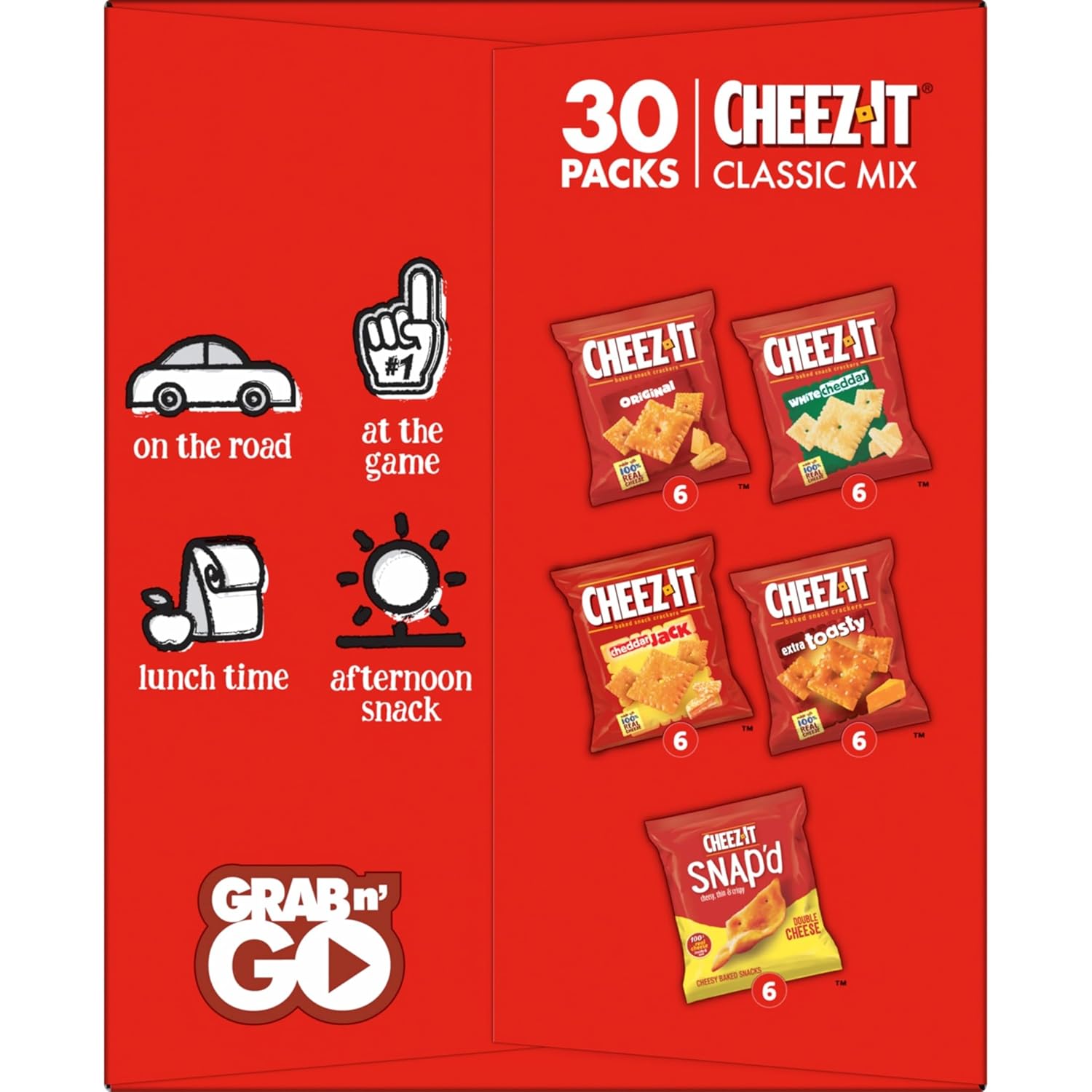 Cheez-It Cheese Crackers, Baked Snack Crackers, Office and Kids Snacks, Variety Pack, 28.74oz Box (30 Packs)