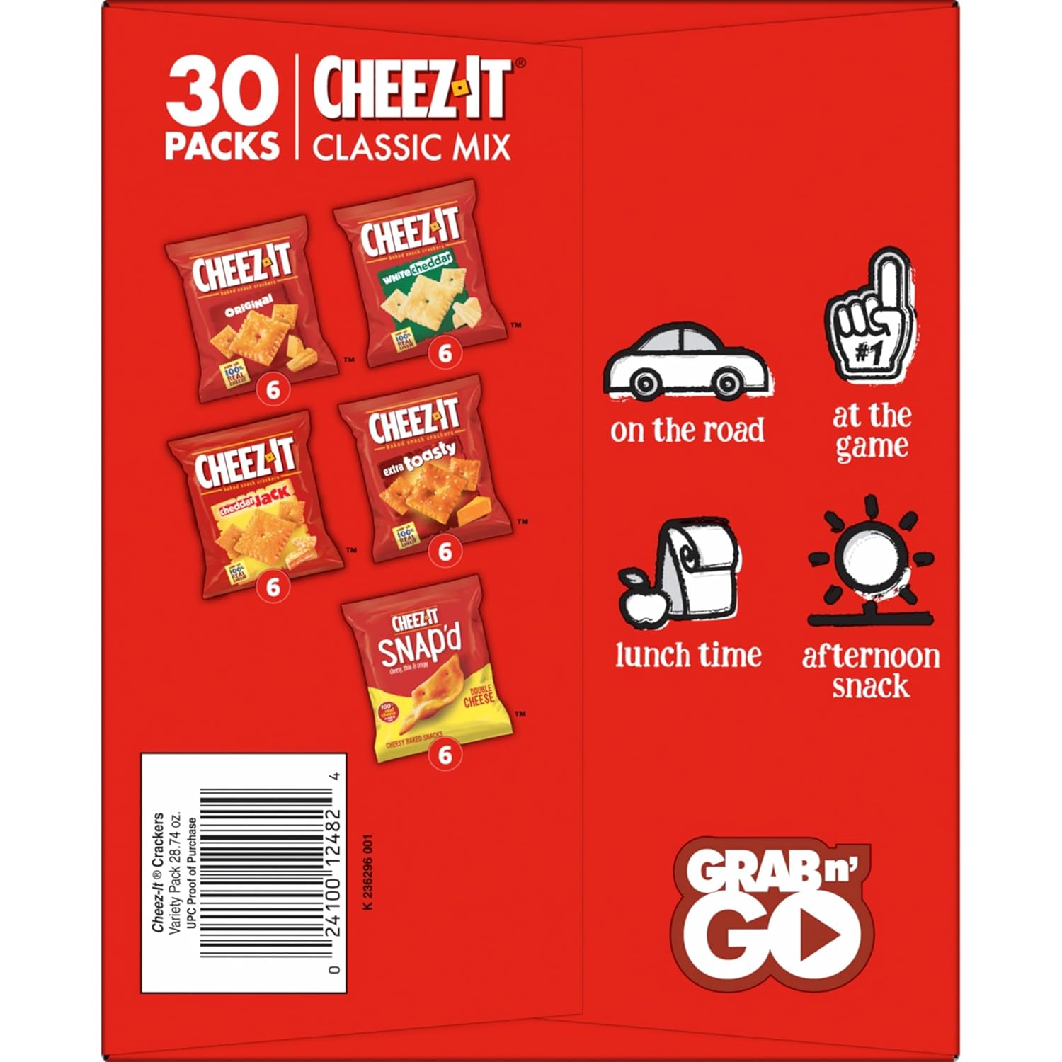 Cheez-It Cheese Crackers, Baked Snack Crackers, Office and Kids Snacks, Variety Pack, 28.74oz Box (30 Packs)