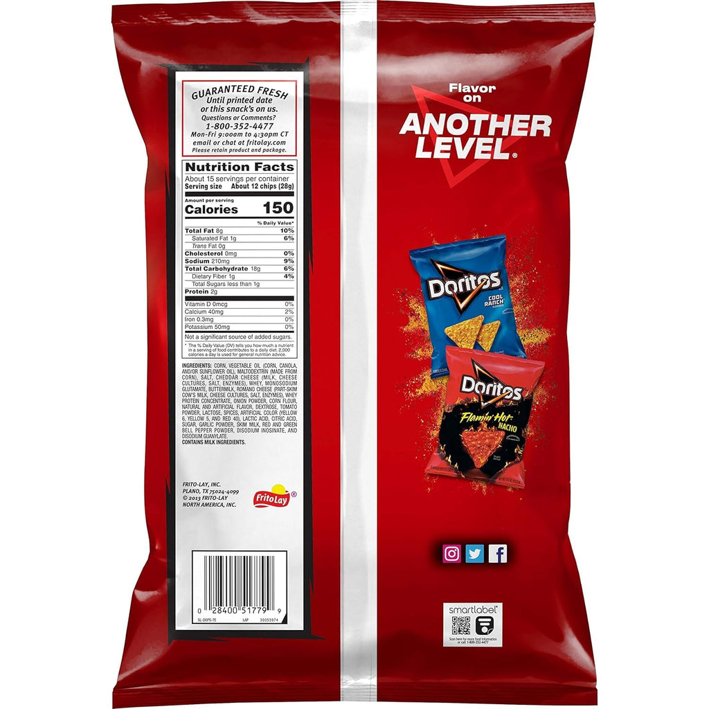 Doritos Tortilla Chips, Nacho Cheese Chips, Party Size, 14.5oz Bag