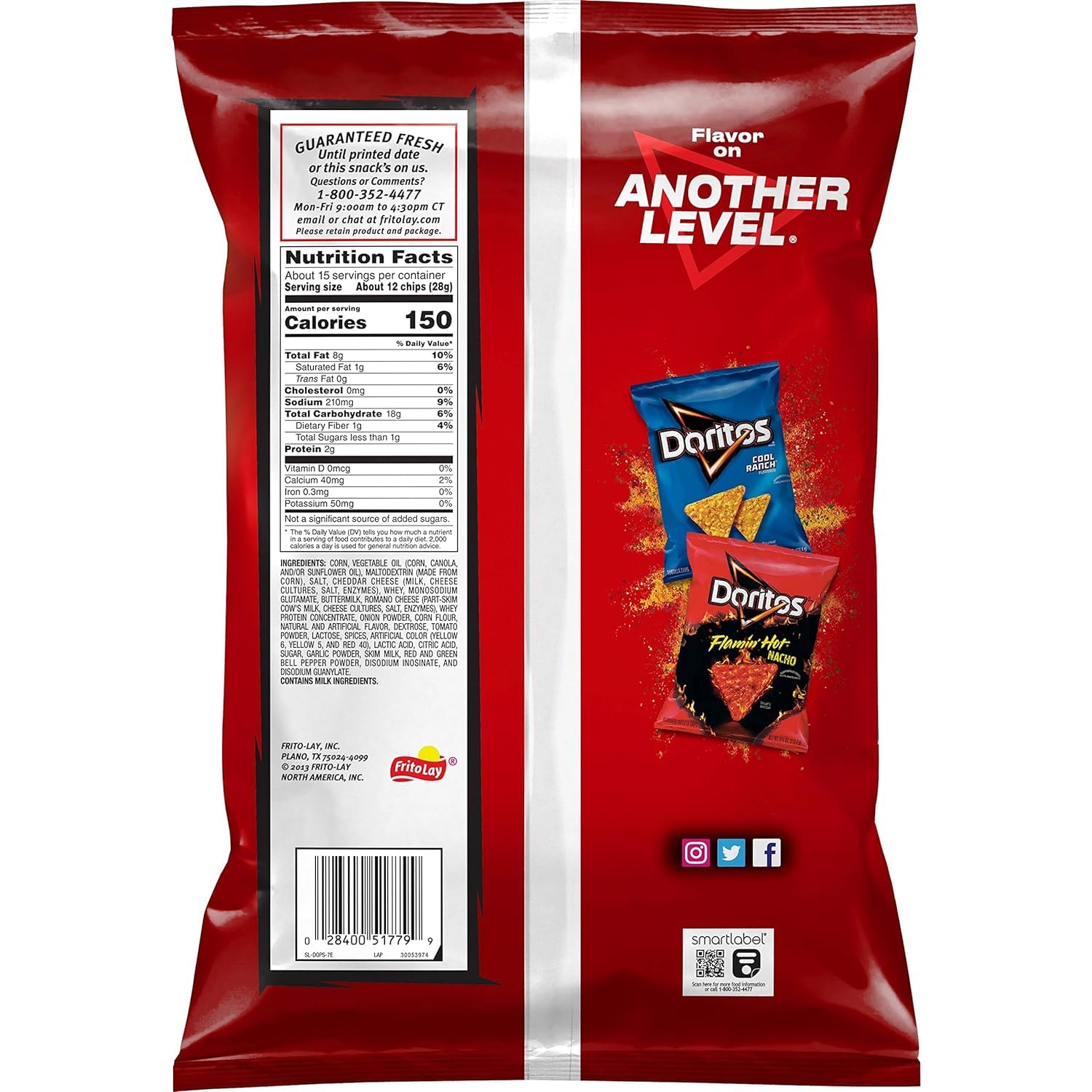 Doritos Tortilla Chips, Nacho Cheese Chips, Party Size, 14.5oz Bag