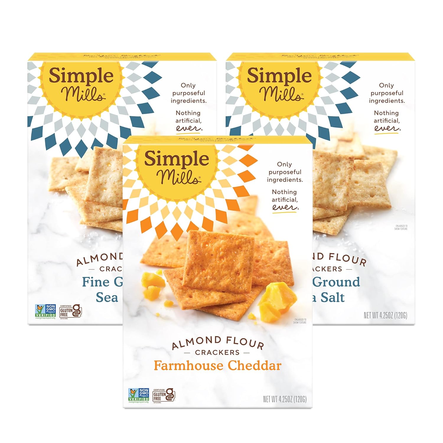 Simple Mills Almond Flour Crackers, Farmhouse Cheddar - Gluten Free, Healthy Snacks, Plant Based, 4.25 Ounce (Pack of 1)