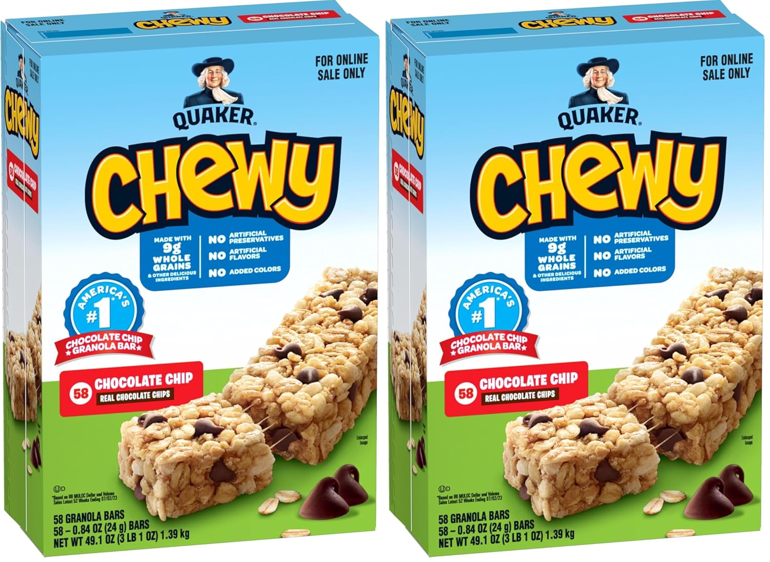 Quaker Chewy Granola Bars, Chocolate Chip, 58 Count - Packaging May Vary