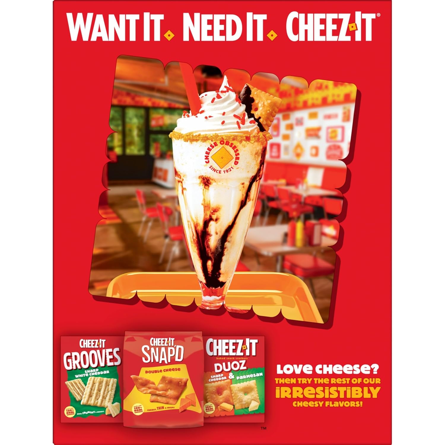 Cheez-It Cheese Crackers, Baked Snack Crackers, Lunch Snacks, Party Size, Original, 25oz Box (1 Box)