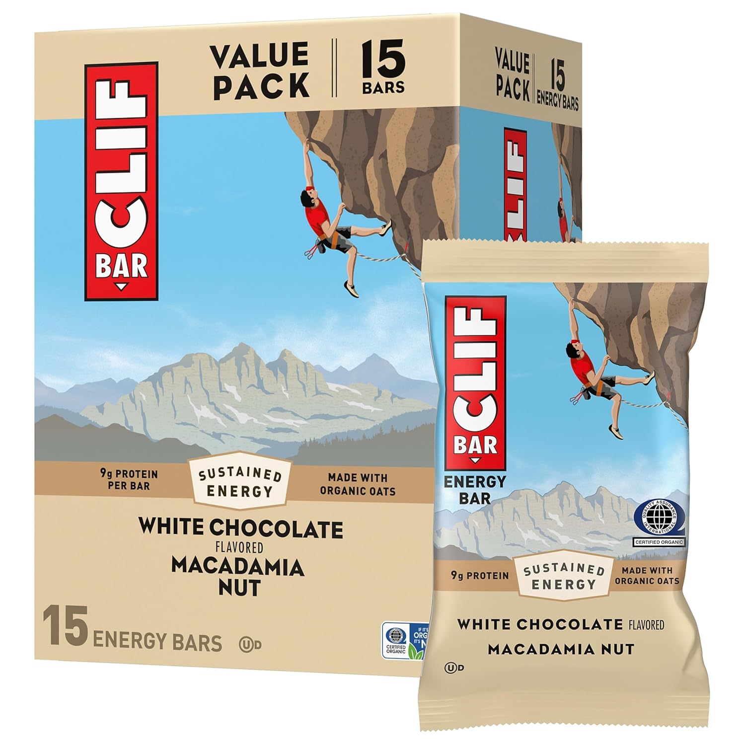 CLIF BAR - Energy Protein Bars - Crunchy Peanut Butter - Made with Organic Oats - Energy Bars - Non-GMO - (15 Pack)