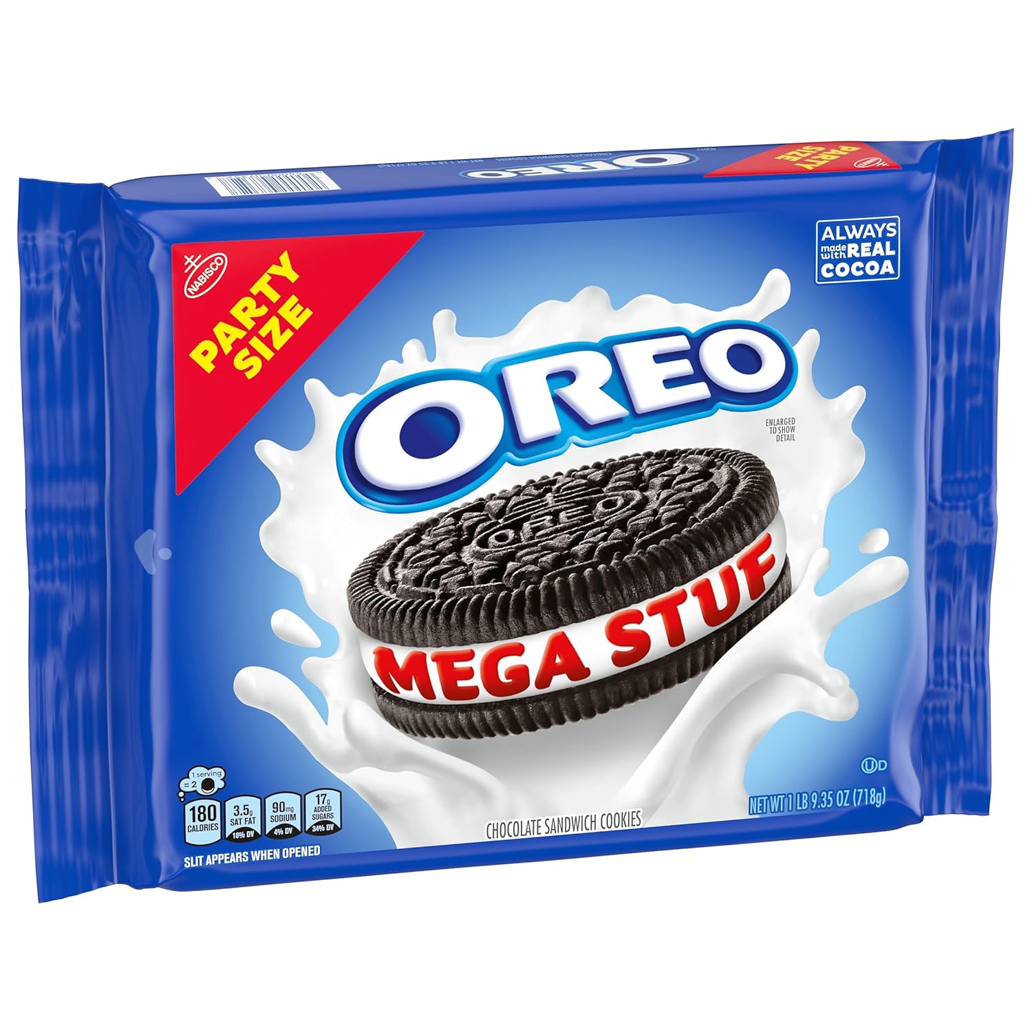 OREO Mega Stuf Chocolate Sandwich Cookies, Party Size, 1 lb 9.35 oz