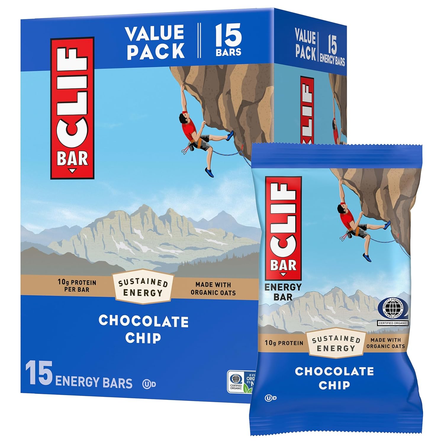 CLIF BAR - Energy Protein Bars - Crunchy Peanut Butter - Made with Organic Oats - Energy Bars - Non-GMO - (15 Pack)