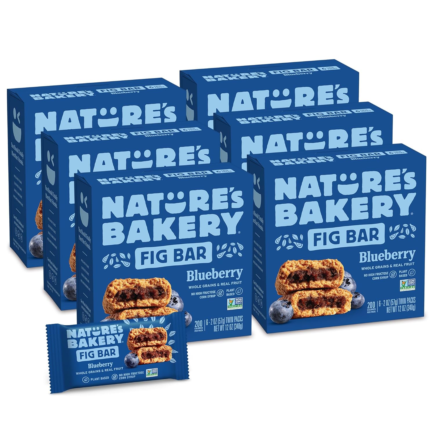 Nature’s Bakery Whole Wheat Fig Bars, Raspberry, Real Fruit, Vegan, Non-GMO, Snack bar, 1 box with 12 twin packs (12 twin packs)