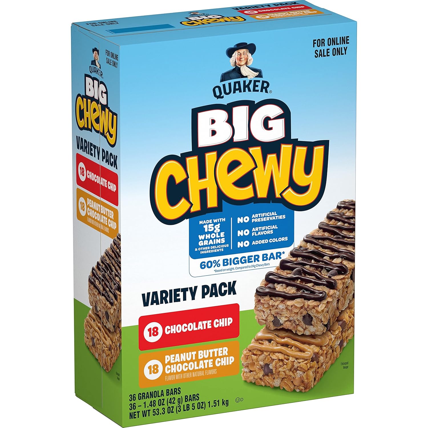 Quaker Chewy Granola Bars, Chocolate Chip, 58 Count - Packaging May Vary