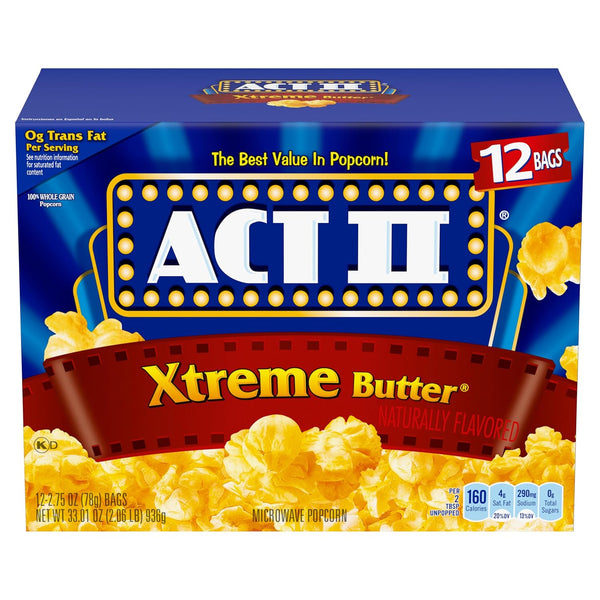 Act II Xtreme Butter Microwave Popcorn, 2.75 oz., 12-Count Bags