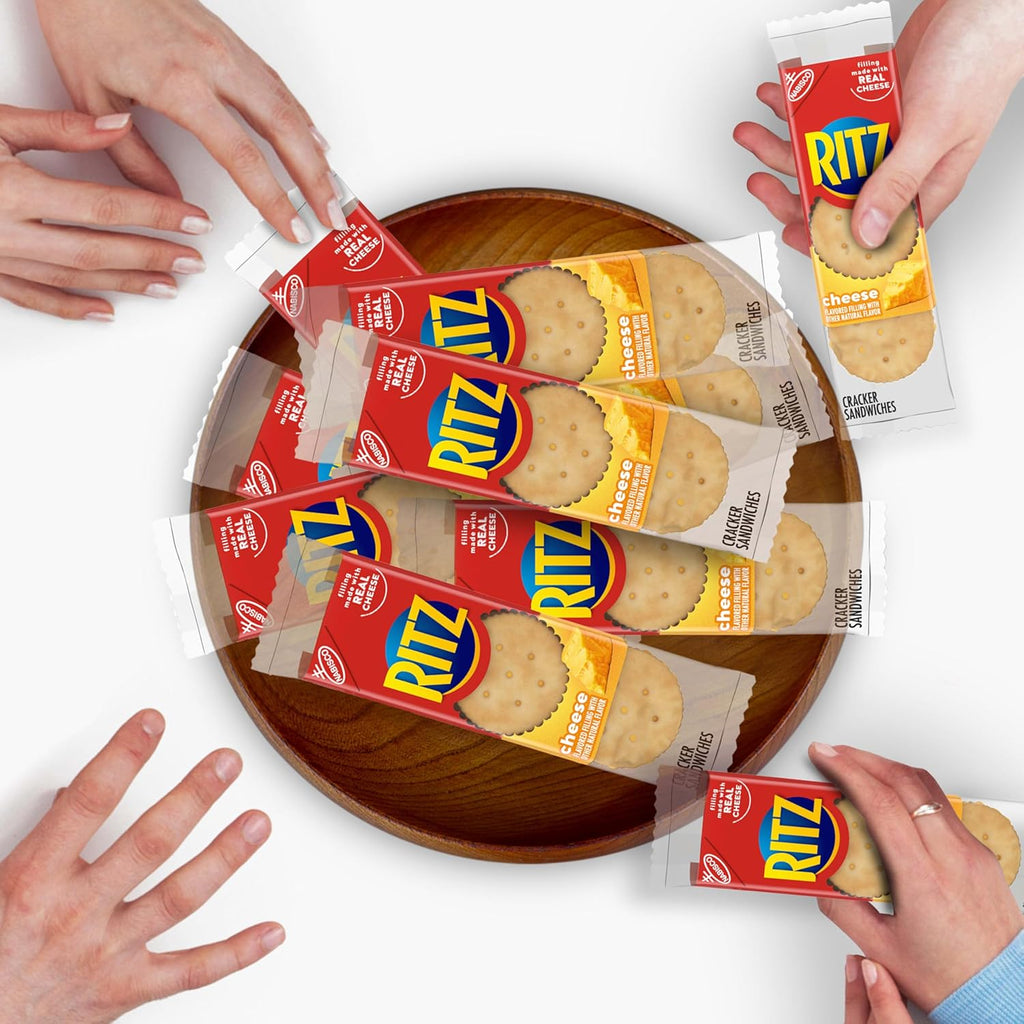 RITZ Cheese Sandwich Crackers, Lunch Snacks, 20 Snack Packs (6 Crackers Per Pack)