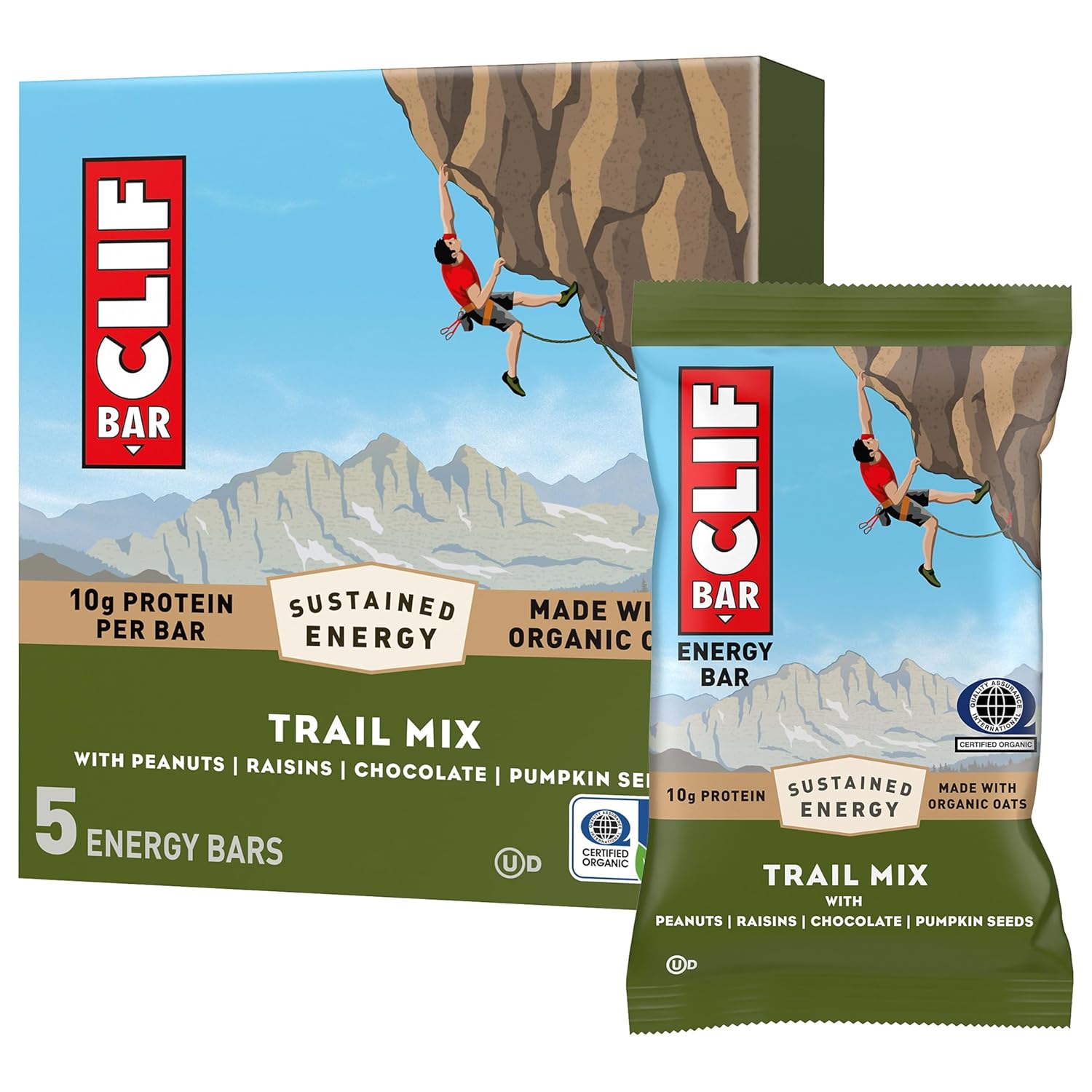 CLIF BAR - Energy Protein Bars - Crunchy Peanut Butter - Made with Organic Oats - Energy Bars - Non-GMO - (15 Pack)