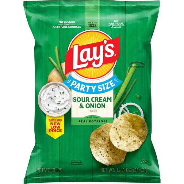 Lay's Potato Chips, Sour Cream & Onion Flavored, 12.5 Oz