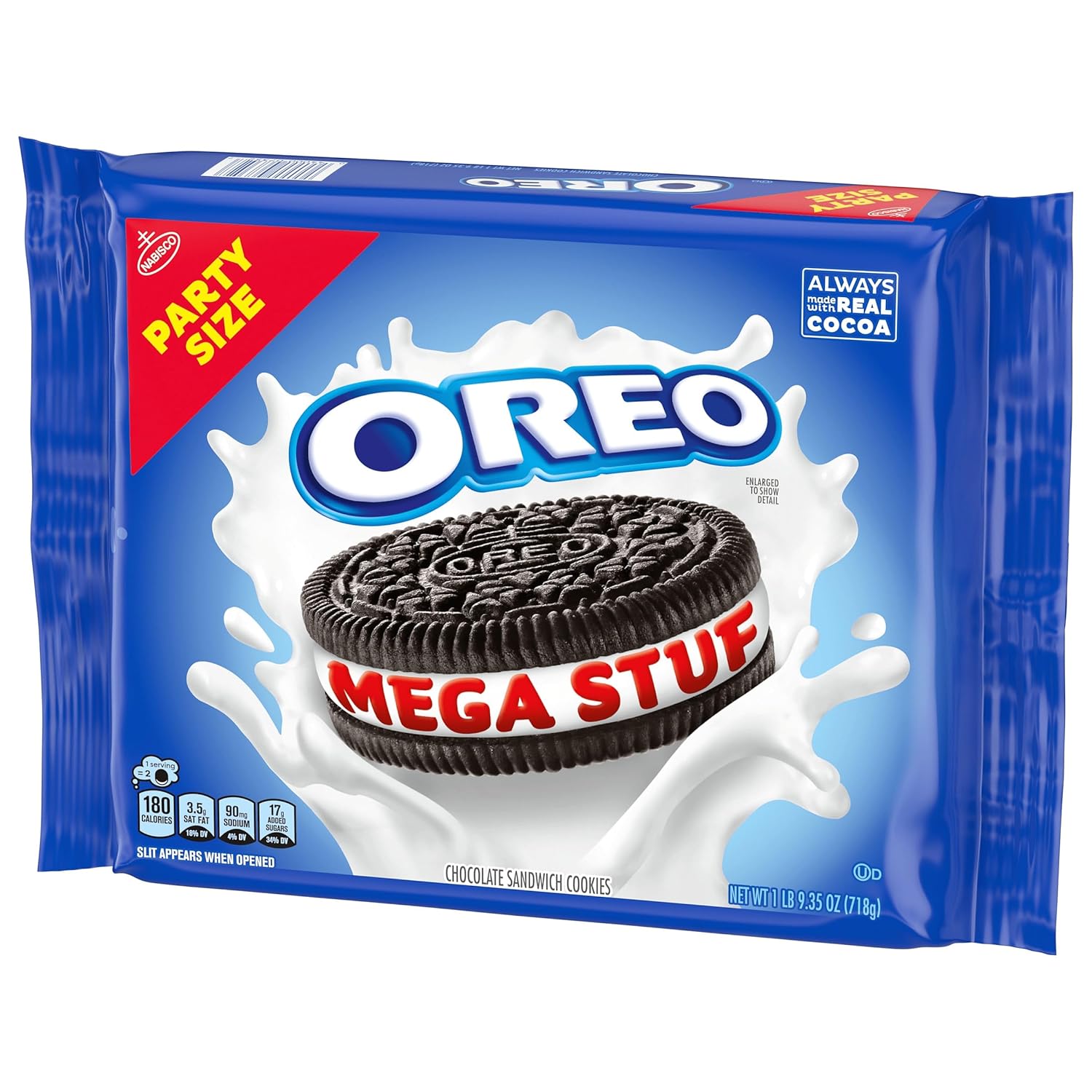 OREO Mega Stuf Chocolate Sandwich Cookies, Party Size, 1 lb 9.35 oz