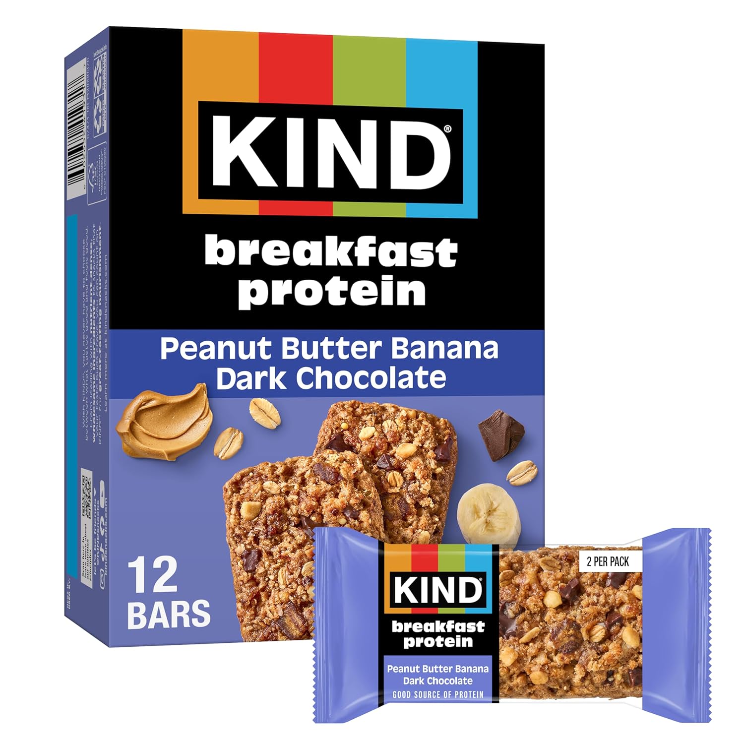 Kind, Bar Protein Breakfast Peanut Butter Banana Dark Chocolate 6 Count, 10.58 Ounce
