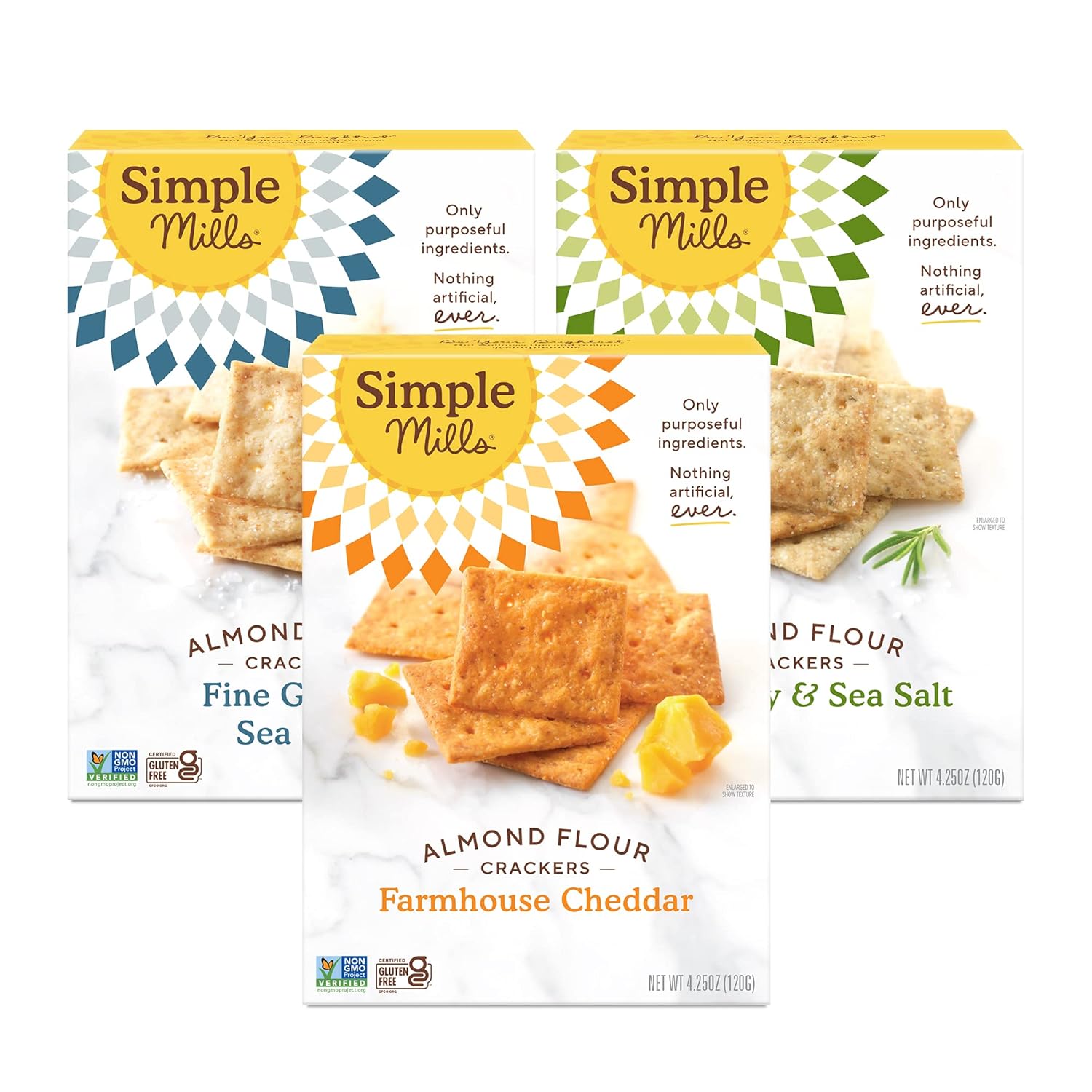 Simple Mills Almond Flour Crackers, Farmhouse Cheddar - Gluten Free, Healthy Snacks, Plant Based, 4.25 Ounce (Pack of 1)