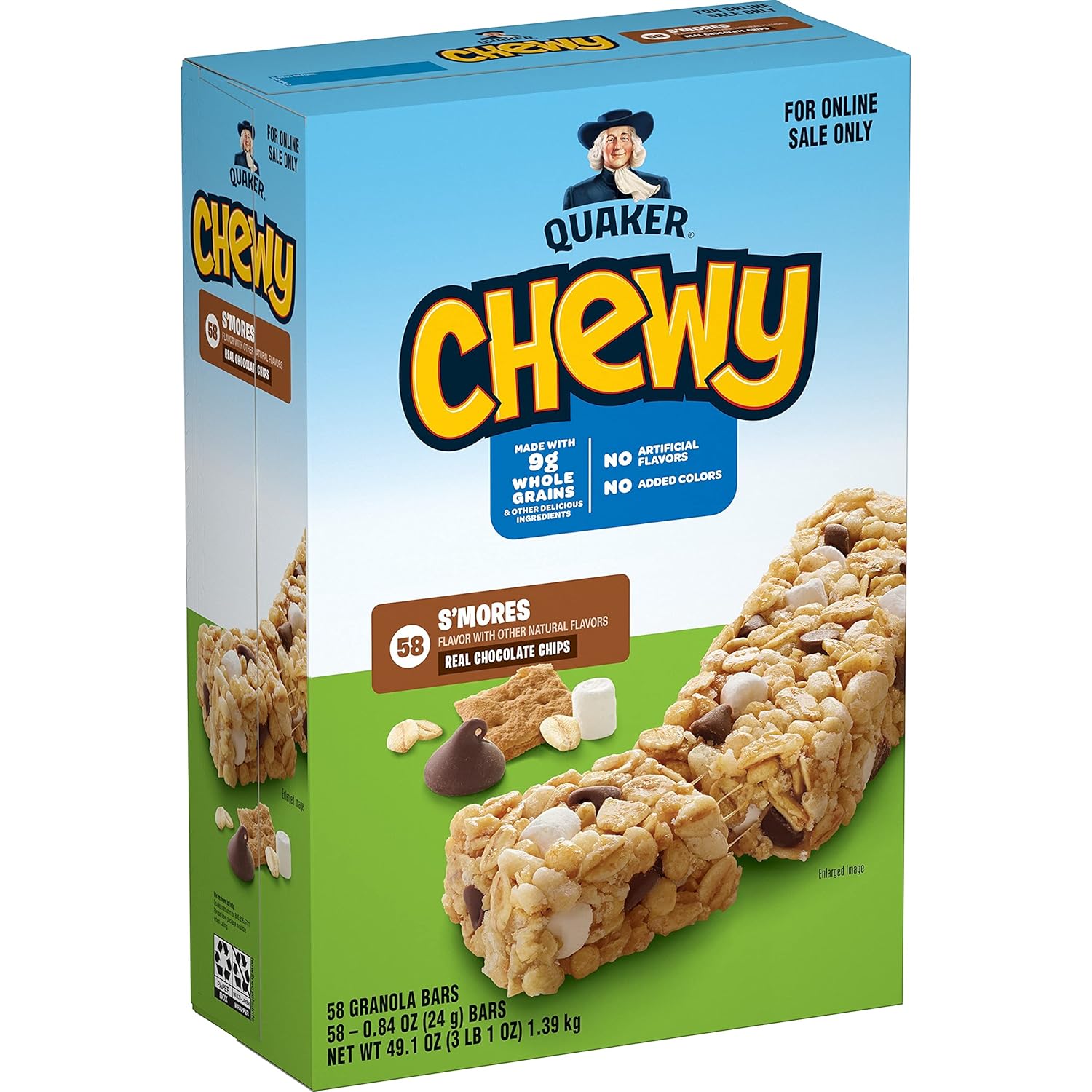 Quaker Chewy Granola Bars, Chocolate Chip, 58 Count - Packaging May Vary