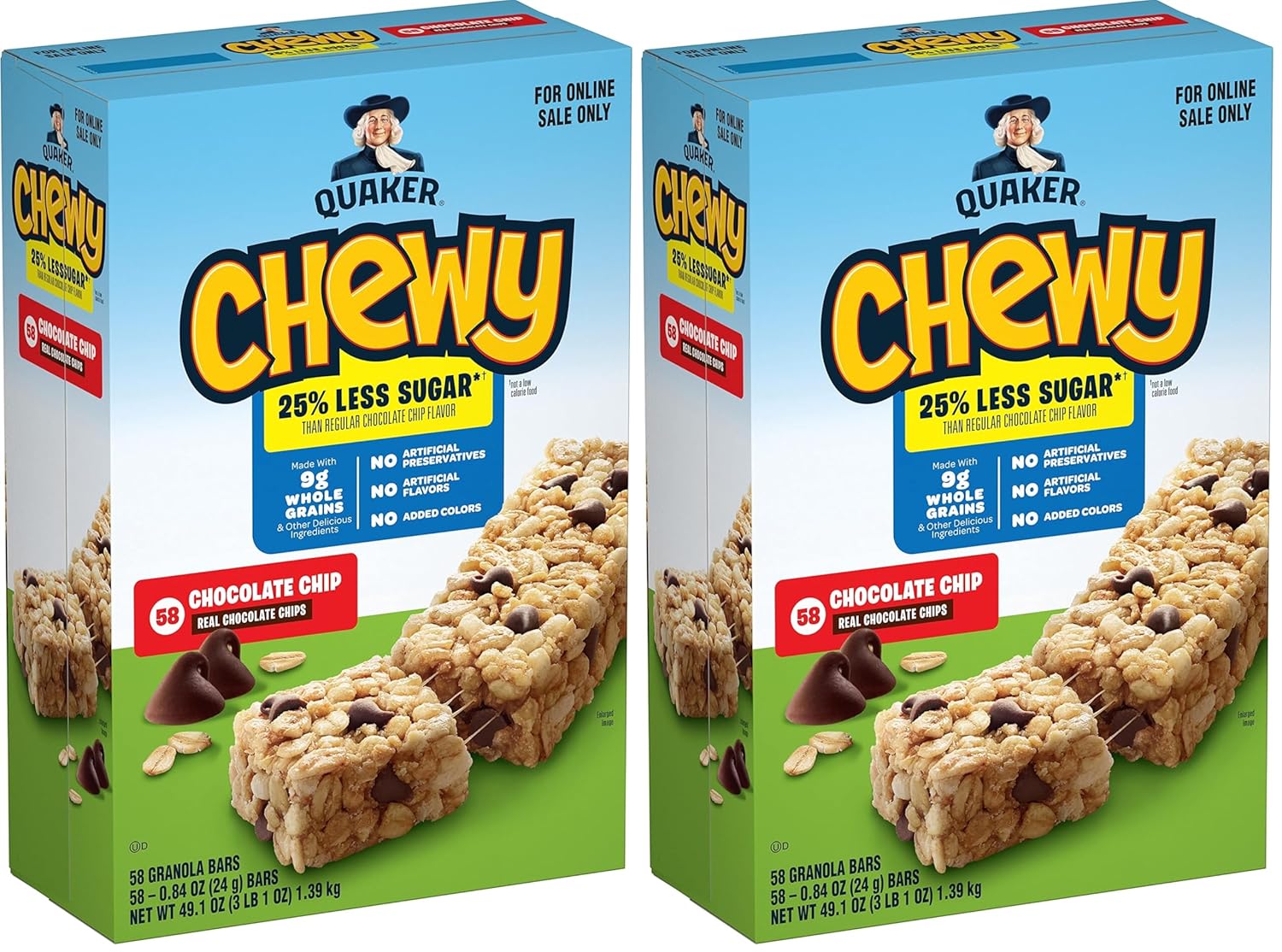 Quaker Chewy Granola Bars, Chocolate Chip, 58 Count - Packaging May Vary