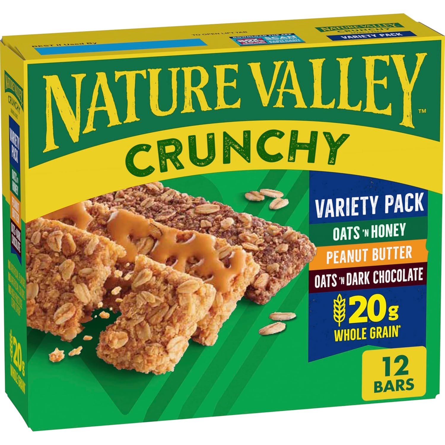 Nature Valley Crunchy Granola Bars, Value Pack, 60 Bars, 44.7 OZ Count (30 Pouches)