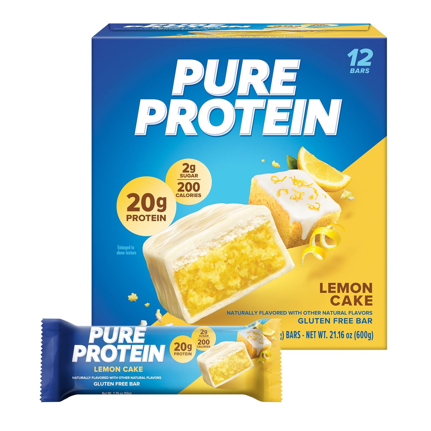 Pure Protein Chocolate Peanut Butter Protein Bars – 20g Protein, 3g Sugar, 190 Calories (12 count) Low Sugar* High Protein Snack - Gluten Free - Perfect for a Healthy Snack