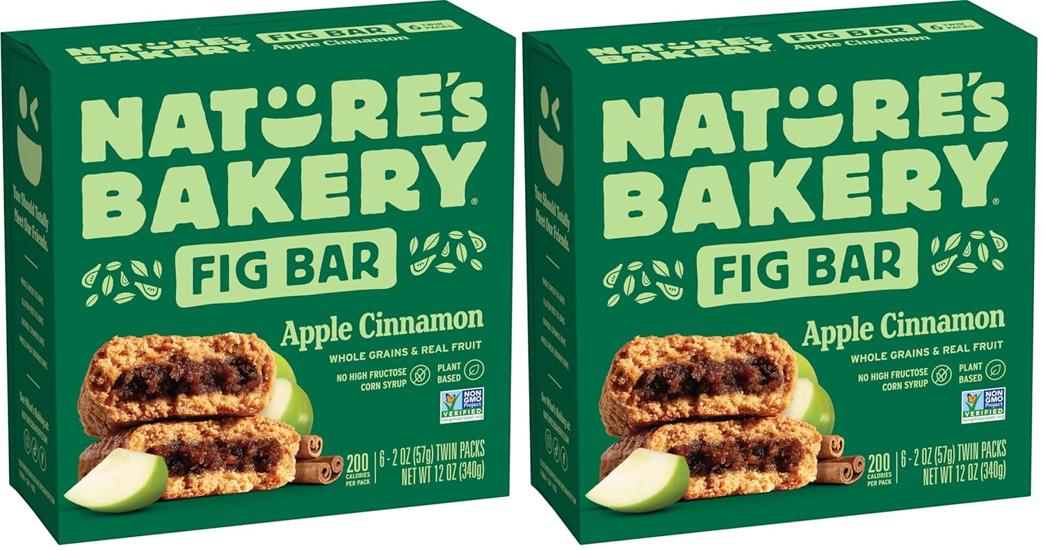 Nature’s Bakery Whole Wheat Fig Bars, Raspberry, Real Fruit, Vegan, Non-GMO, Snack bar, 1 box with 12 twin packs (12 twin packs)