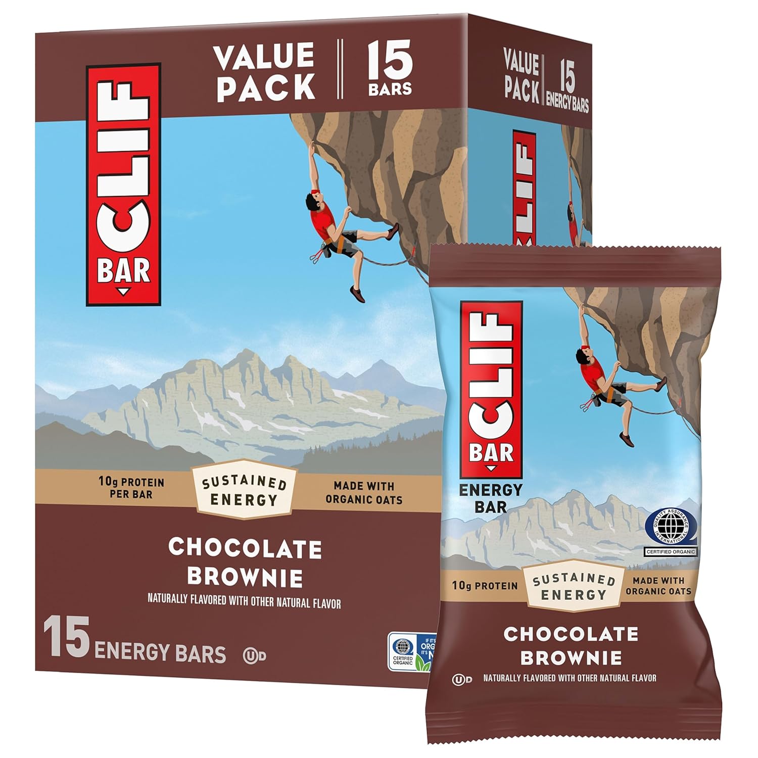CLIF BAR - Energy Protein Bars - Crunchy Peanut Butter - Made with Organic Oats - Energy Bars - Non-GMO - (15 Pack)