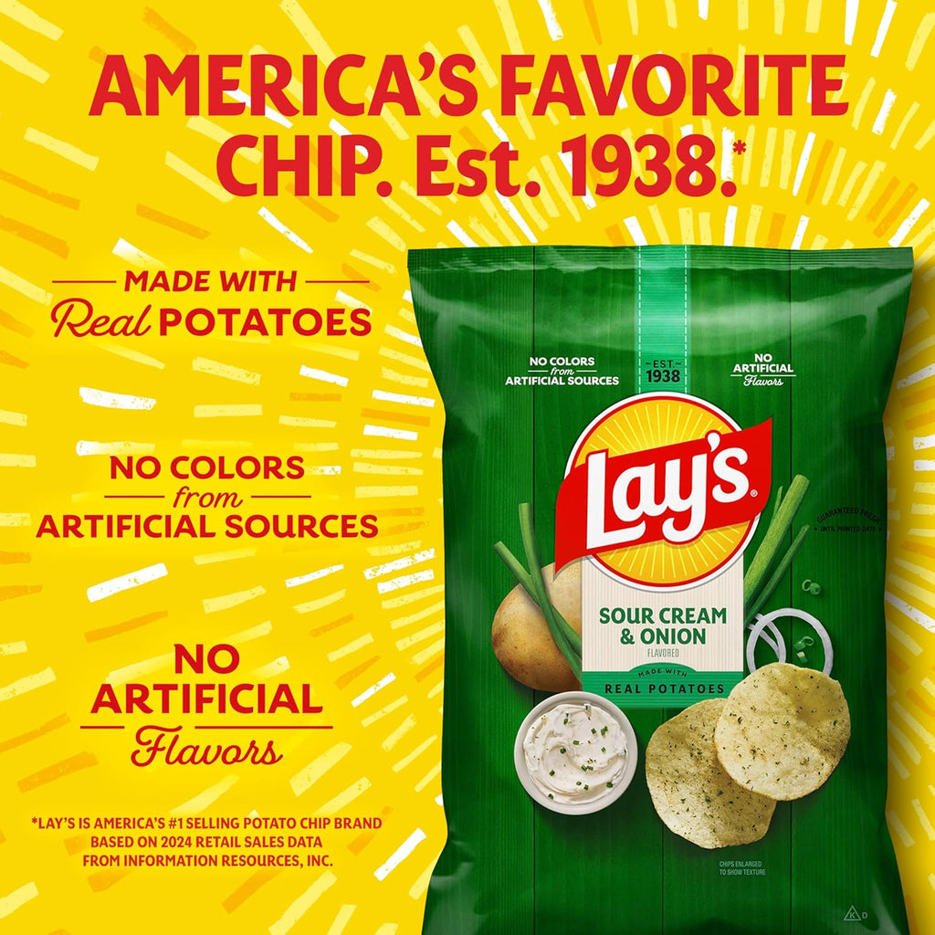 Lay's Potato Chips, Sour Cream & Onion Flavored, 12.5 Oz