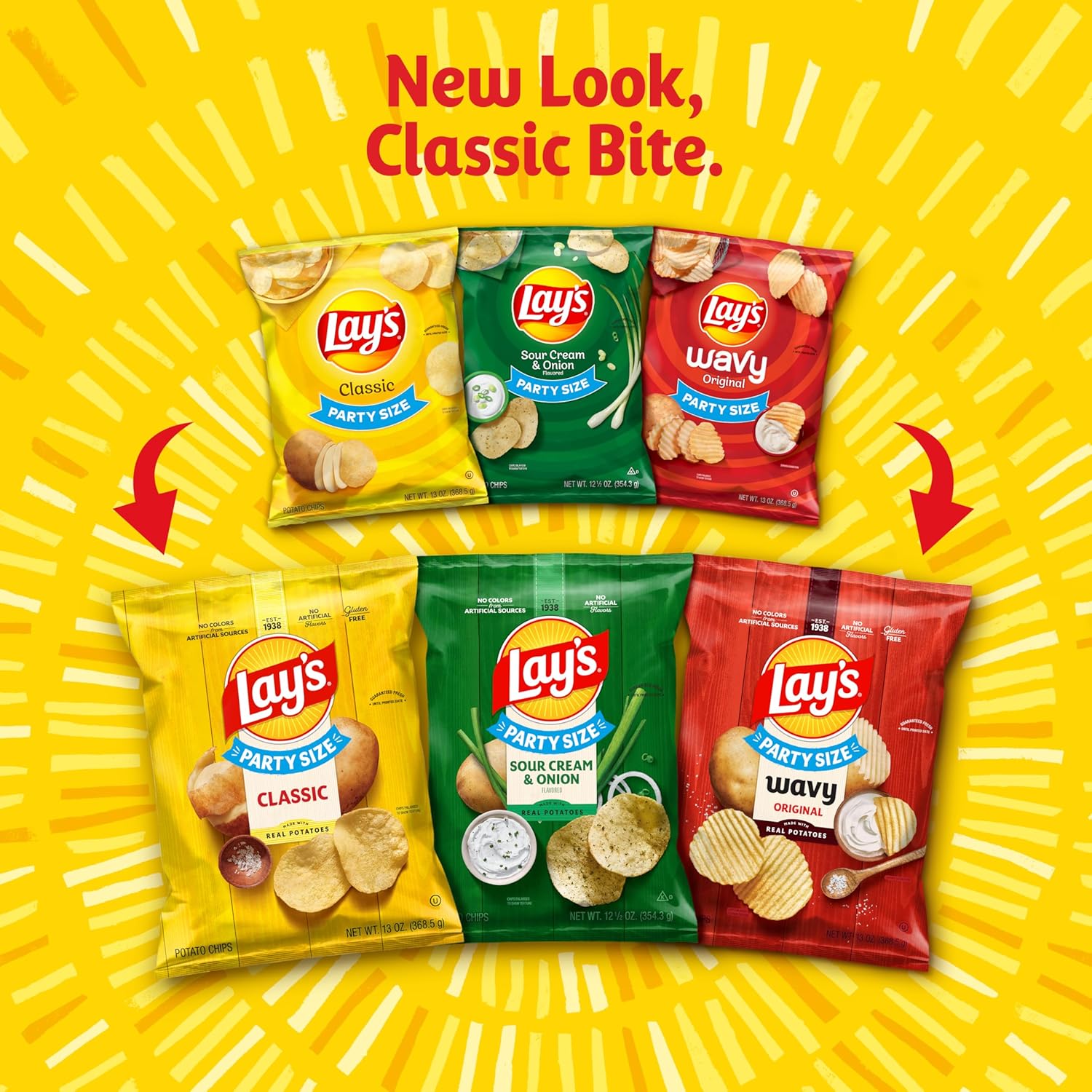 Lay's Potato Chips, Sour Cream & Onion Flavored, 12.5 Oz