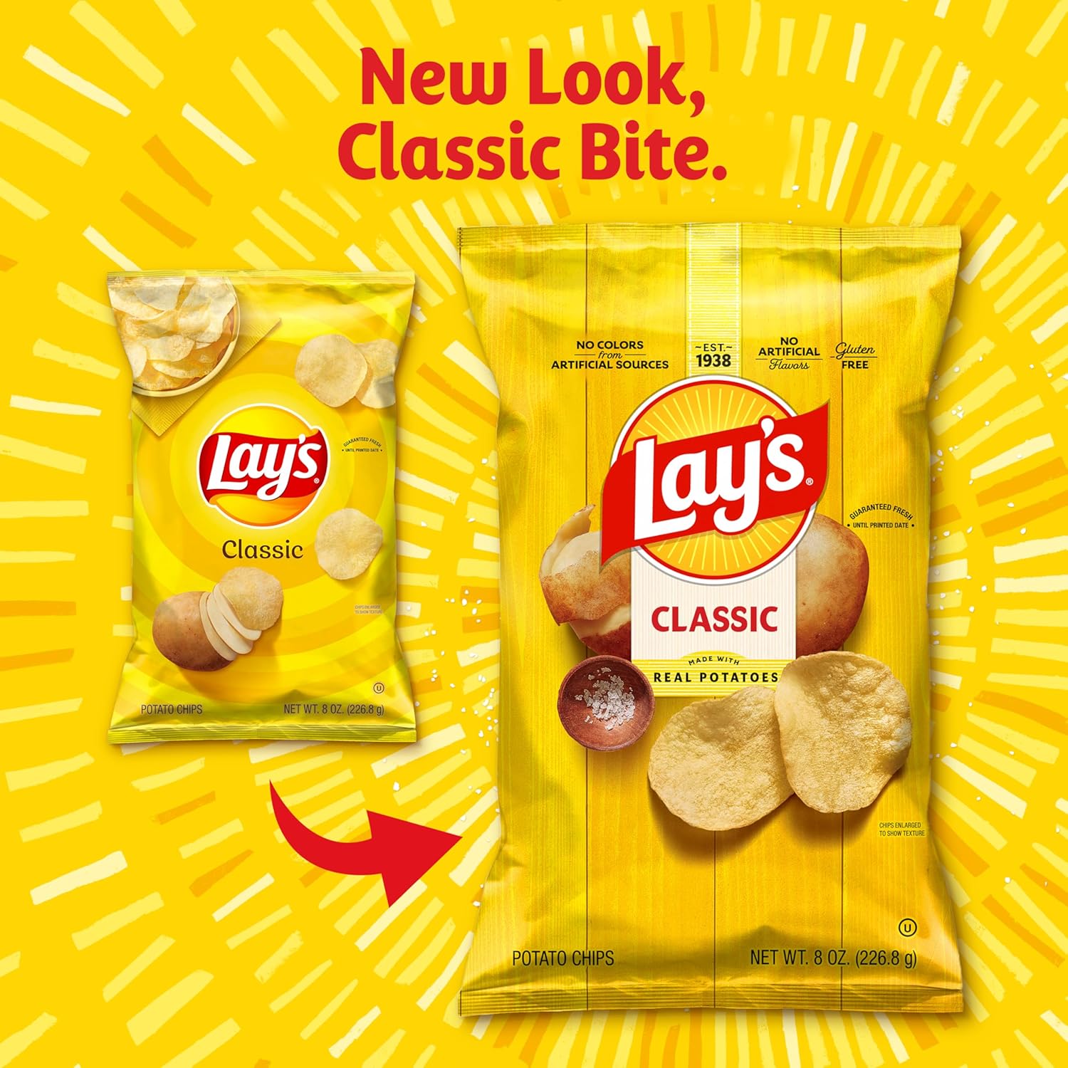 Lay's Classic Potato Chips Snacks, Gluten Free Chips, Party Size, 13oz Bag